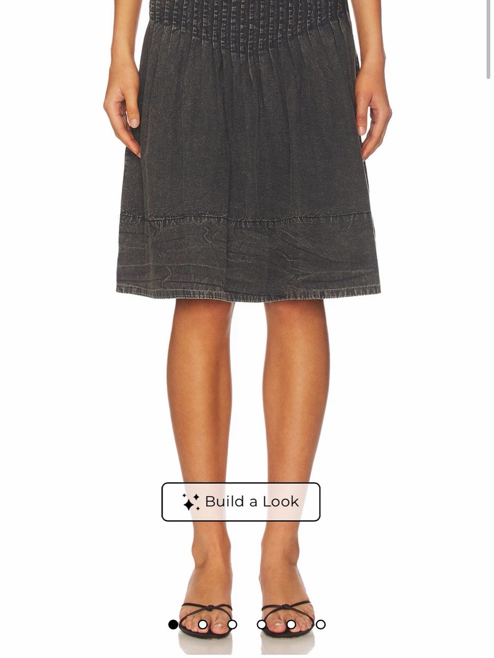 Free People Washed Black Midi A-Line Skirt